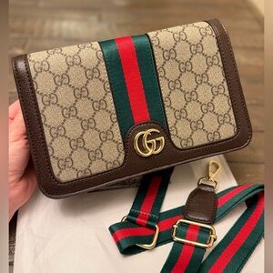 Supreme Canvas Crossbody with Green and Red Web, New